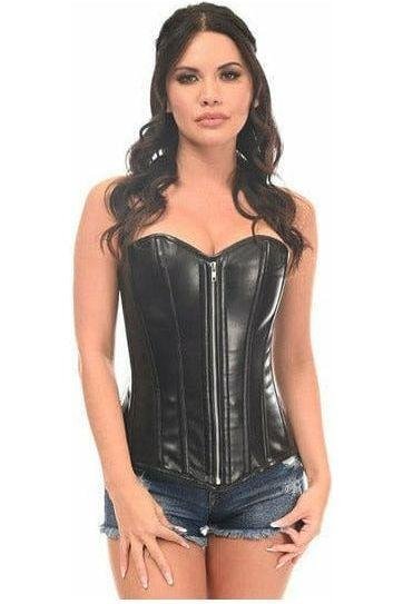 Gothic Black Leather Corset Top Overbust Halloween Costume Dress