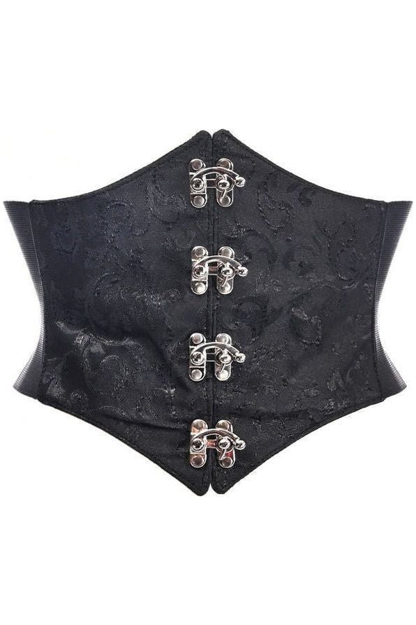 Lavish Gothic Black/Black Swirl Brocade Underbust Corset Belt Cincher