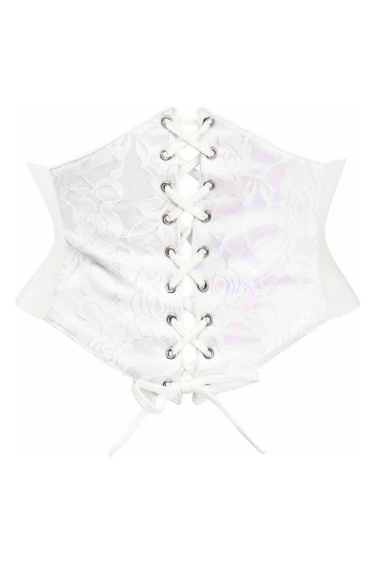 Mesh Floral White Lace Underbust Corset Belt Bridal Waist Cincher