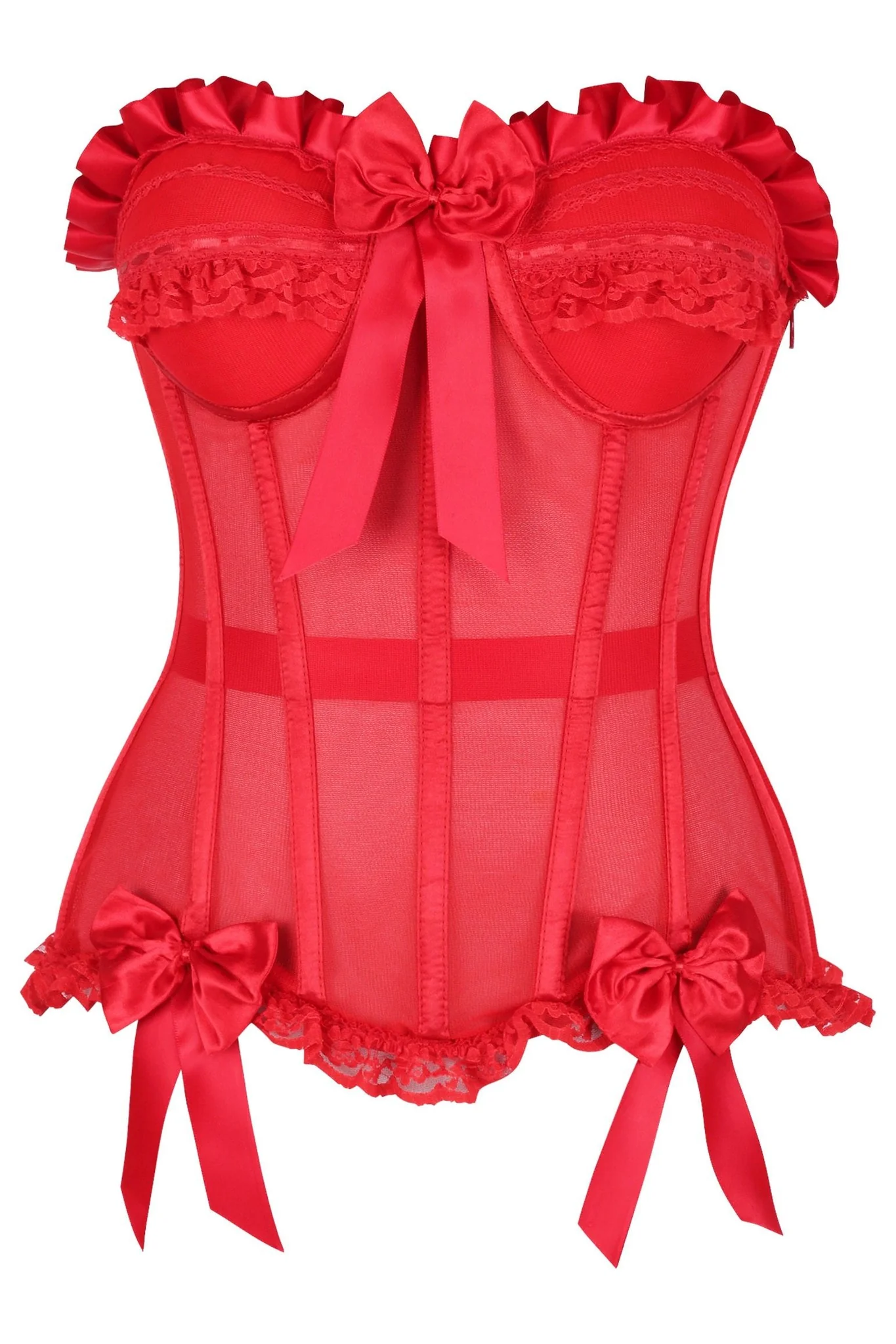 Red Mesh Corset Top Underwire Bustier Custom Halloween Costume