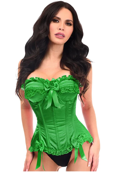 Green Satin Overbust Waist Corset Party Wear Women Dress Top Bustier