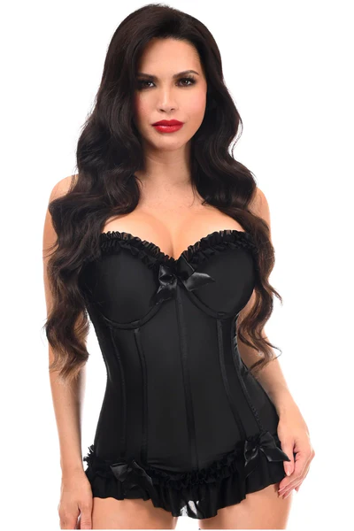 Black Lycra Hook & Eye Stretch Bustier Overbust Waist Corset Bridal Top