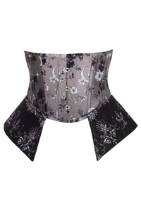 Halloween Moonlit Garden Underbust Printed Corset with Gothic Peplum Panels