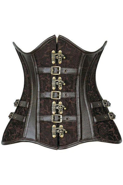 Gothic Waist Curvy Dark Brown Steampunk Steel Double Boned Corset