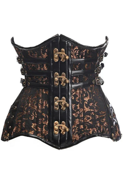 Gothic Waist Curvy Black/Brown Steampunk Steel Double Boned Corset