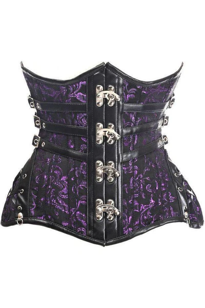 Gothic Waist Curvy Black/Purple Steampunk Steel Double Boned Corset