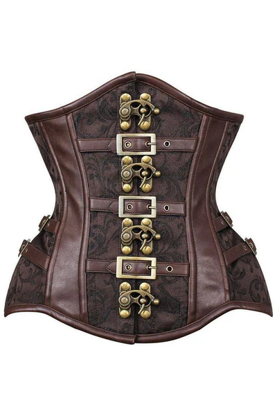 Brown Waist Steel Double Boned Under Bust Steampunk Corset