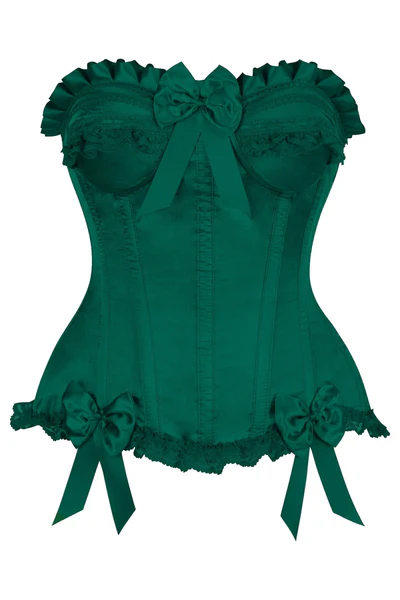 Dark Green Satin Overbust Waist Corset Bustier Top