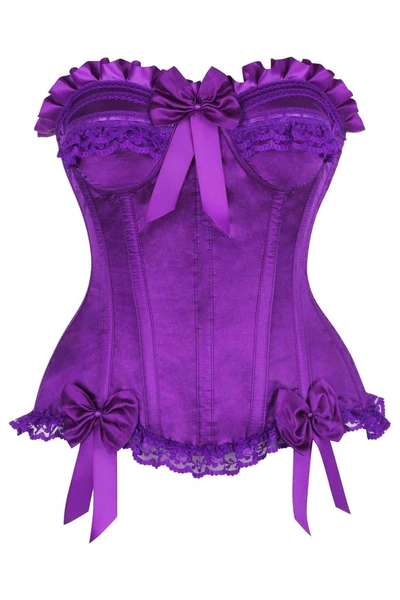 Purple Satin Overbust Waist Corset Party Wear Halloween Bustier Top
